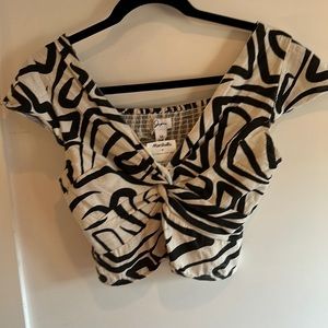 Brand new crop top with cap sleeves, black, and a natural white color.